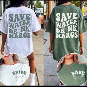 Set of 6 Bachelorette T-Shirts Ivory XL Bride and Green Babe Short Sleeve Tees